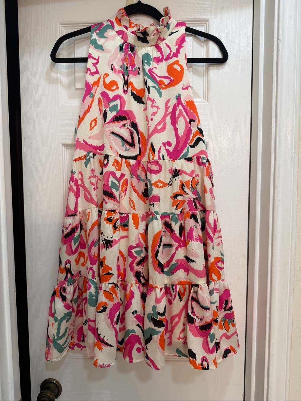 TCEC | Bright Abstract Floral Tiered Halter Dress - Multi